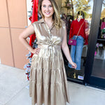 Champagne Collard Midi Dress-500 Midi-ENTRO-July & June Women's Fashion Boutique Located in San Antonio, Texas