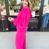 Soft Modal Hooded Jacket - Fuchsia Pink-300 Athleisure/Lounge-SKIES ARE BLUE-July & June Women's Fashion Boutique Located in San Antonio, Texas