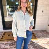 Bow Detailed Blouse - Mint-200 Fashion Blouses-IN FEBRUARY-July & June Women's Fashion Boutique Located in San Antonio, Texas