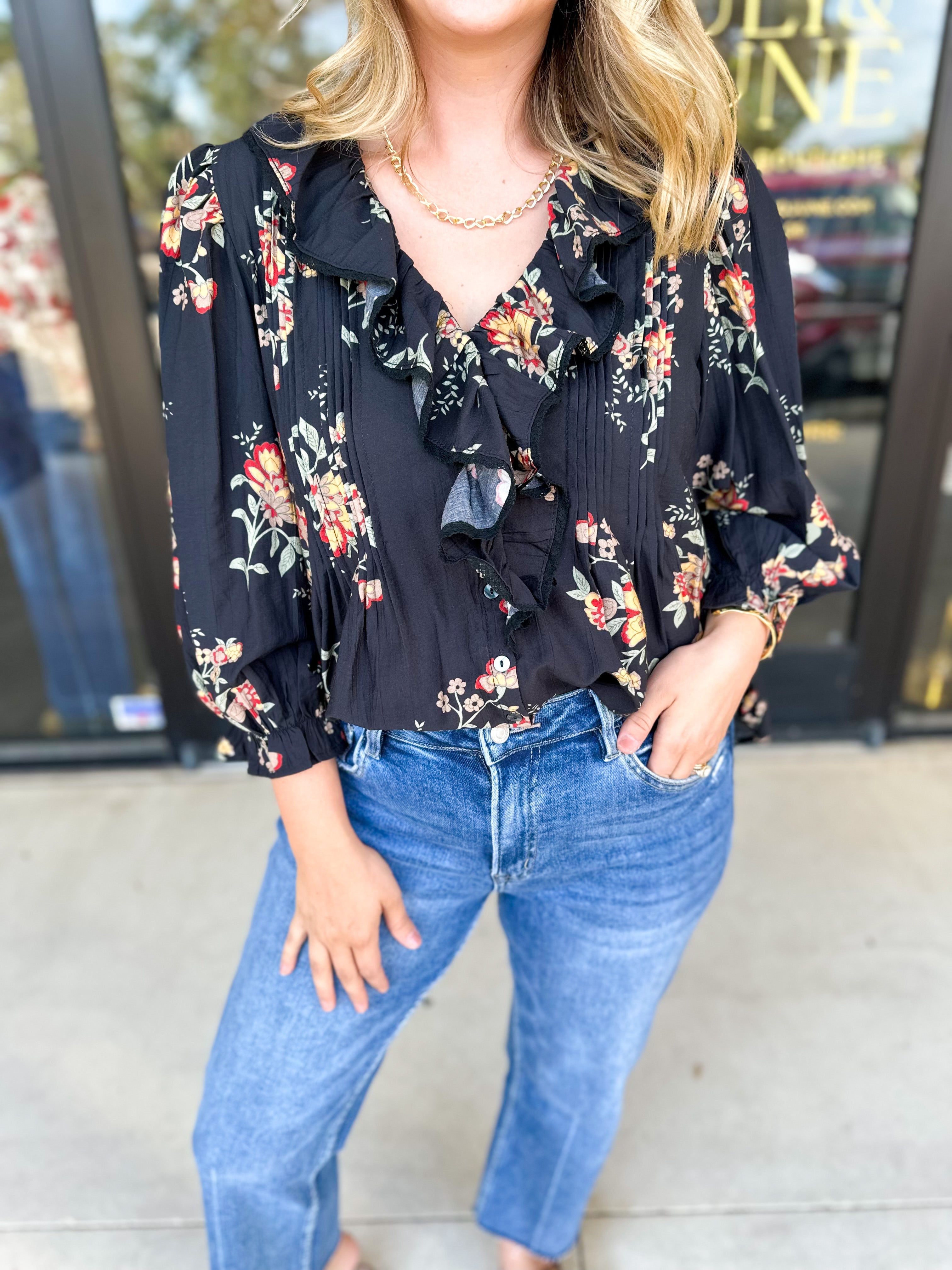 The Kirsten Blouse - Black-200 Fashion Blouses-ENTRO-July & June Women's Fashion Boutique Located in San Antonio, Texas