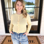 Pointelle Cardigan - Butter Yellow-230 Sweaters/Cardis-ALLIE ROSE-July & June Women's Fashion Boutique Located in San Antonio, Texas