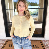 Pointelle Cardigan - Butter Yellow-230 Sweaters/Cardis-ALLIE ROSE-July & June Women's Fashion Boutique Located in San Antonio, Texas