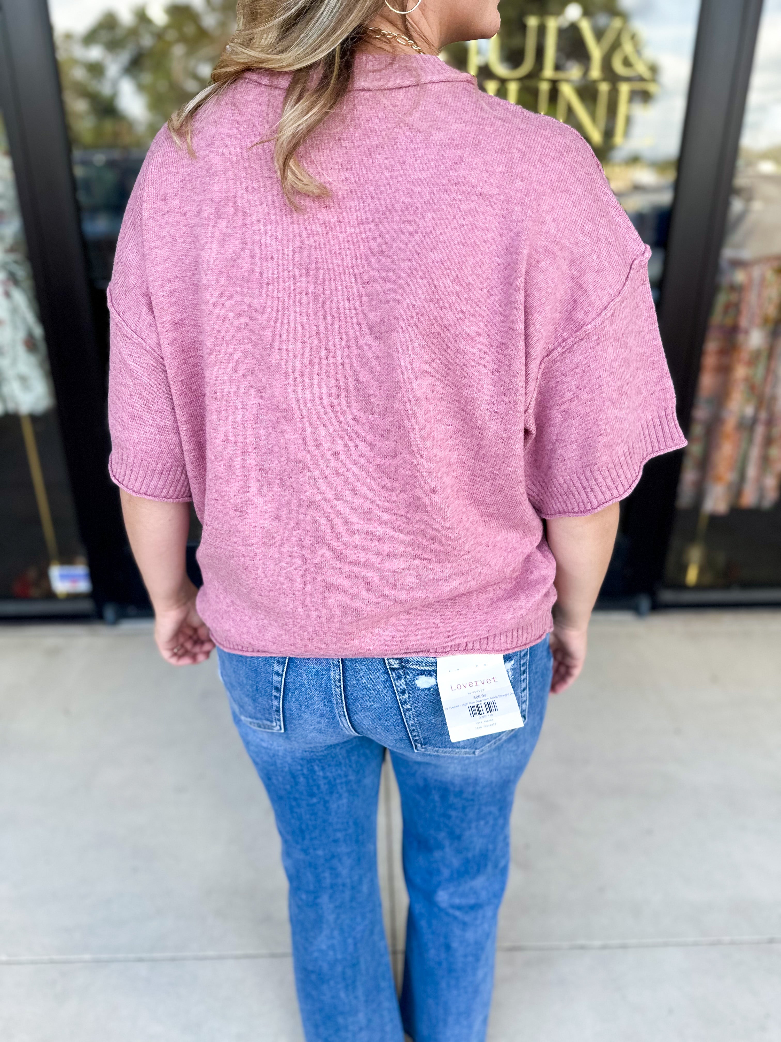 The Ella Knit Sweater Top - Mauve-230 Sweaters/Cardis-JODIFL-July & June Women's Fashion Boutique Located in San Antonio, Texas