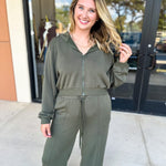 Soft Modal Hooded Jacket - Dark Olive-300 Athleisure/Lounge-SKIES ARE BLUE-July & June Women's Fashion Boutique Located in San Antonio, Texas