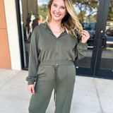 Soft Modal Hooded Jacket - Dark Olive-300 Athleisure/Lounge-SKIES ARE BLUE-July & June Women's Fashion Boutique Located in San Antonio, Texas