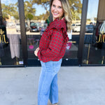 Tartan Ruffle Blouse-200 Fashion Blouses-FATE-July & June Women's Fashion Boutique Located in San Antonio, Texas