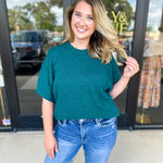 The Ella Knit Sweater Top - Teal-230 Sweaters/Cardis-JODIFL-July & June Women's Fashion Boutique Located in San Antonio, Texas