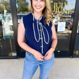The Kate Sweater Vest - Navy-230 Sweaters/Cardis-ENTRO-July & June Women's Fashion Boutique Located in San Antonio, Texas