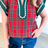 Classy Christmas Blouse-200 Fashion Blouses-ENTRO-July & June Women's Fashion Boutique Located in San Antonio, Texas