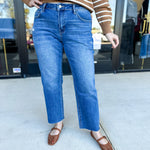 Vervet - Mid Rise Medium Wash Ankle Straight Leg Jean-400 Pants-VEVERT BY FLYING MONKEY-July & June Women's Fashion Boutique Located in San Antonio, Texas