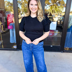 Pink Friday Doorbuster - Chic Short Sleeve Sweater Top - Black - ONLINE-PINK FRIDAY DOORBUSTERS-ZENANA-July & June Women's Fashion Boutique Located in San Antonio, Texas