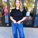 Pink Friday Doorbuster - Chic Short Sleeve Sweater Top - Black - ONLINE-PINK FRIDAY DOORBUSTERS-ZENANA-July & June Women's Fashion Boutique Located in San Antonio, Texas