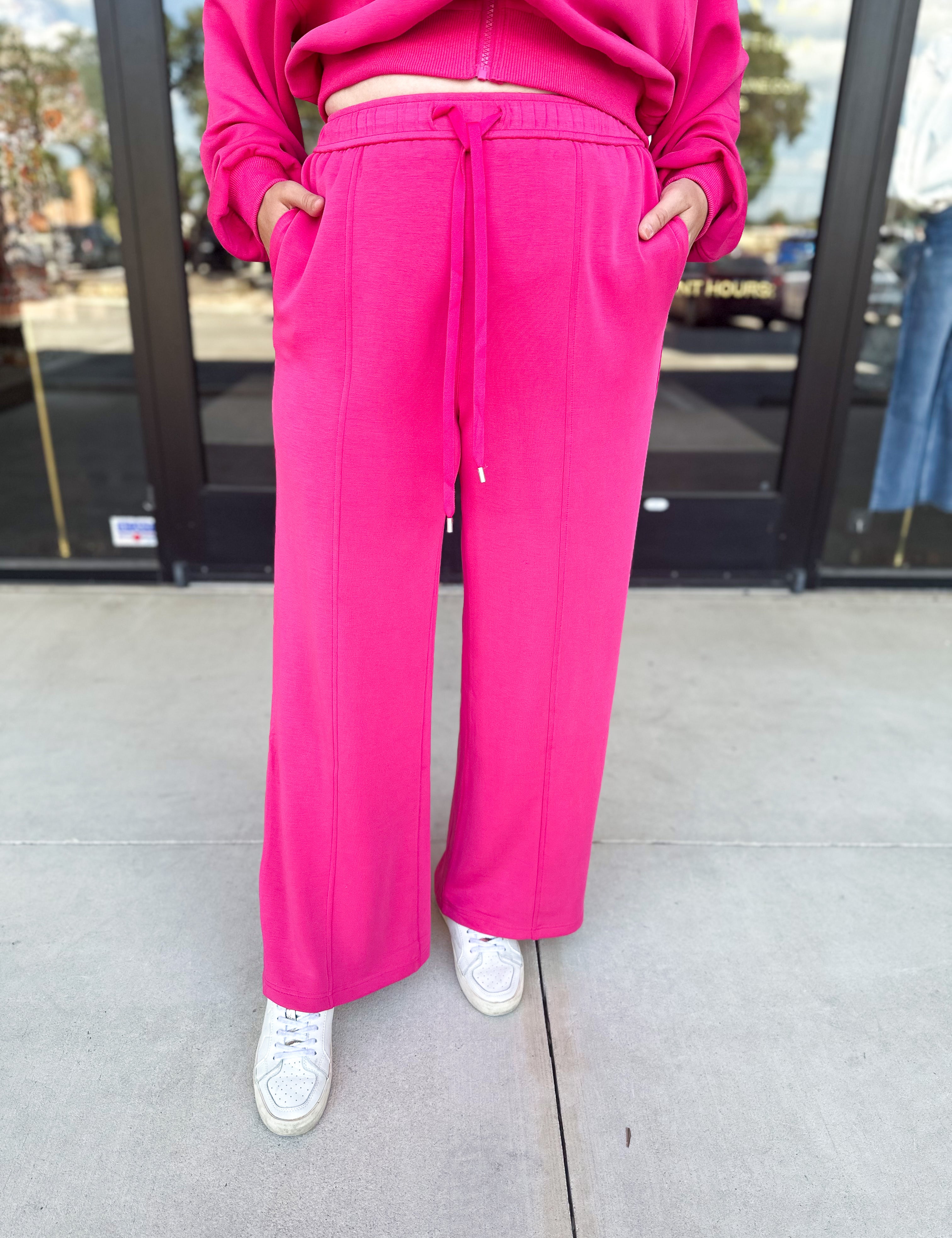 Soft Modal Lounge Pants - Fuchsia Pink-300 Athleisure/Lounge-SKIES ARE BLUE-July & June Women's Fashion Boutique Located in San Antonio, Texas