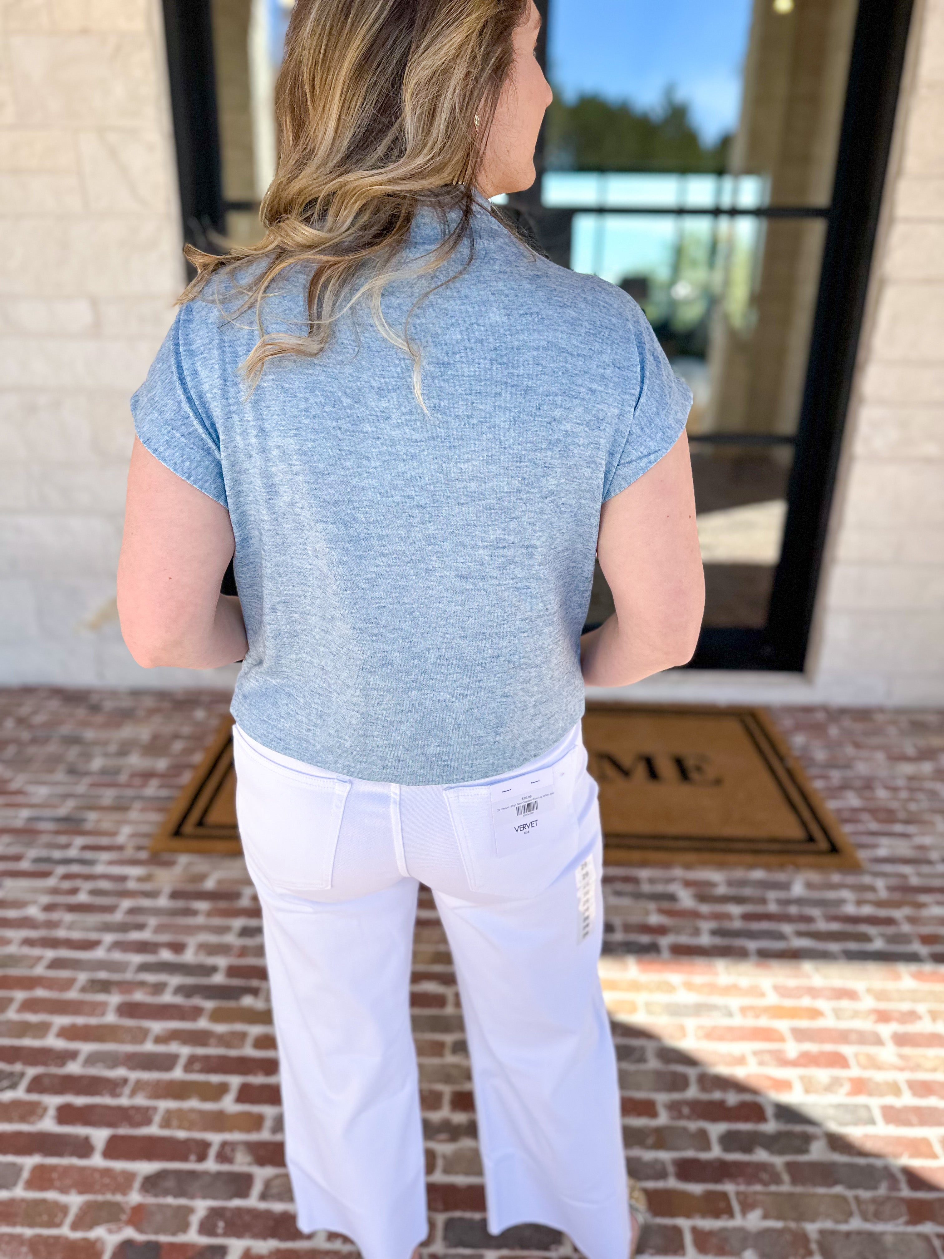 Soft Bloom Everyday Knit Top - Light Blue-230 Sweaters/Cardis-ENTRO-July & June Women's Fashion Boutique Located in San Antonio, Texas