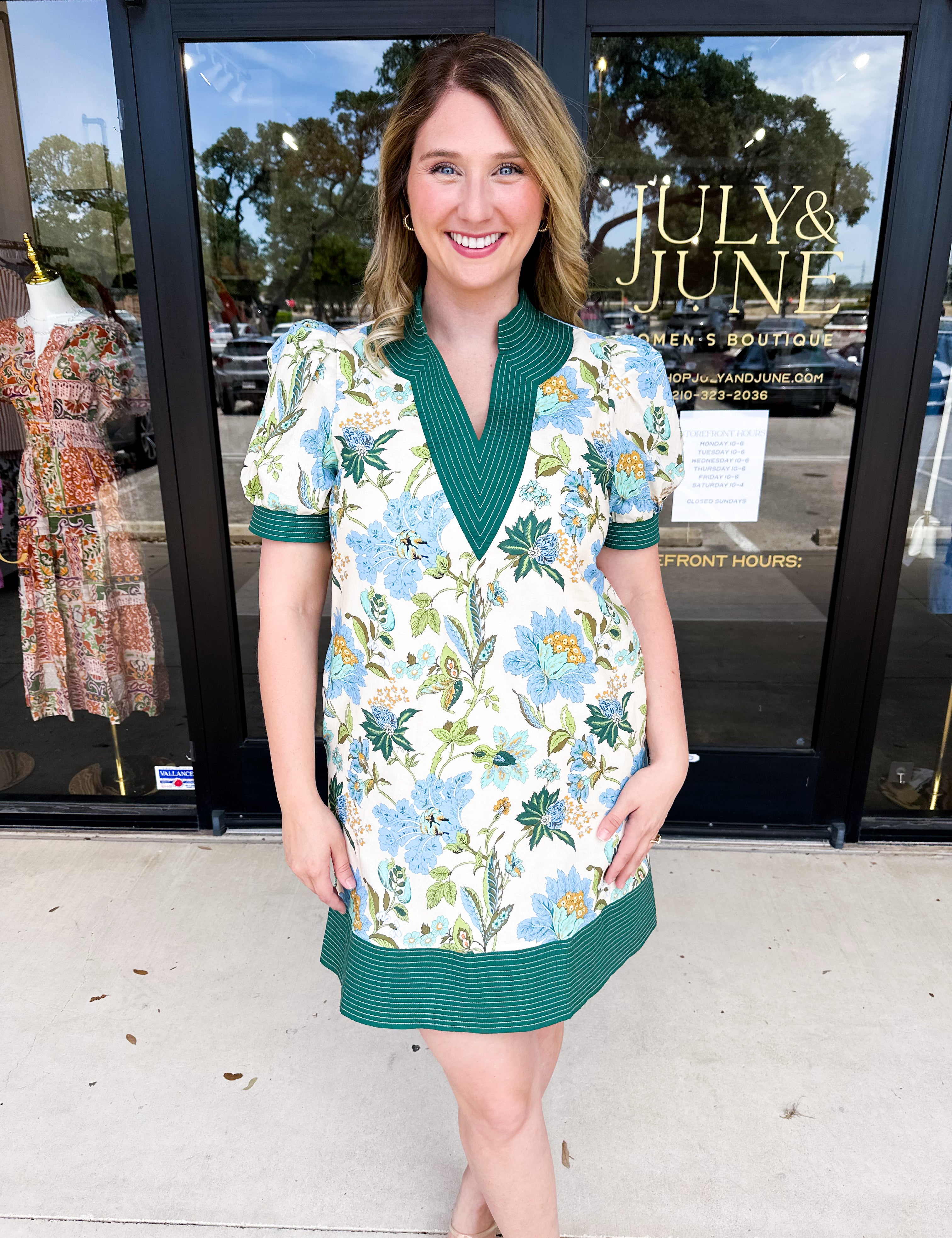 The Julia Mini Dress - Blue-510 Mini-ENTRO-July & June Women's Fashion Boutique Located in San Antonio, Texas