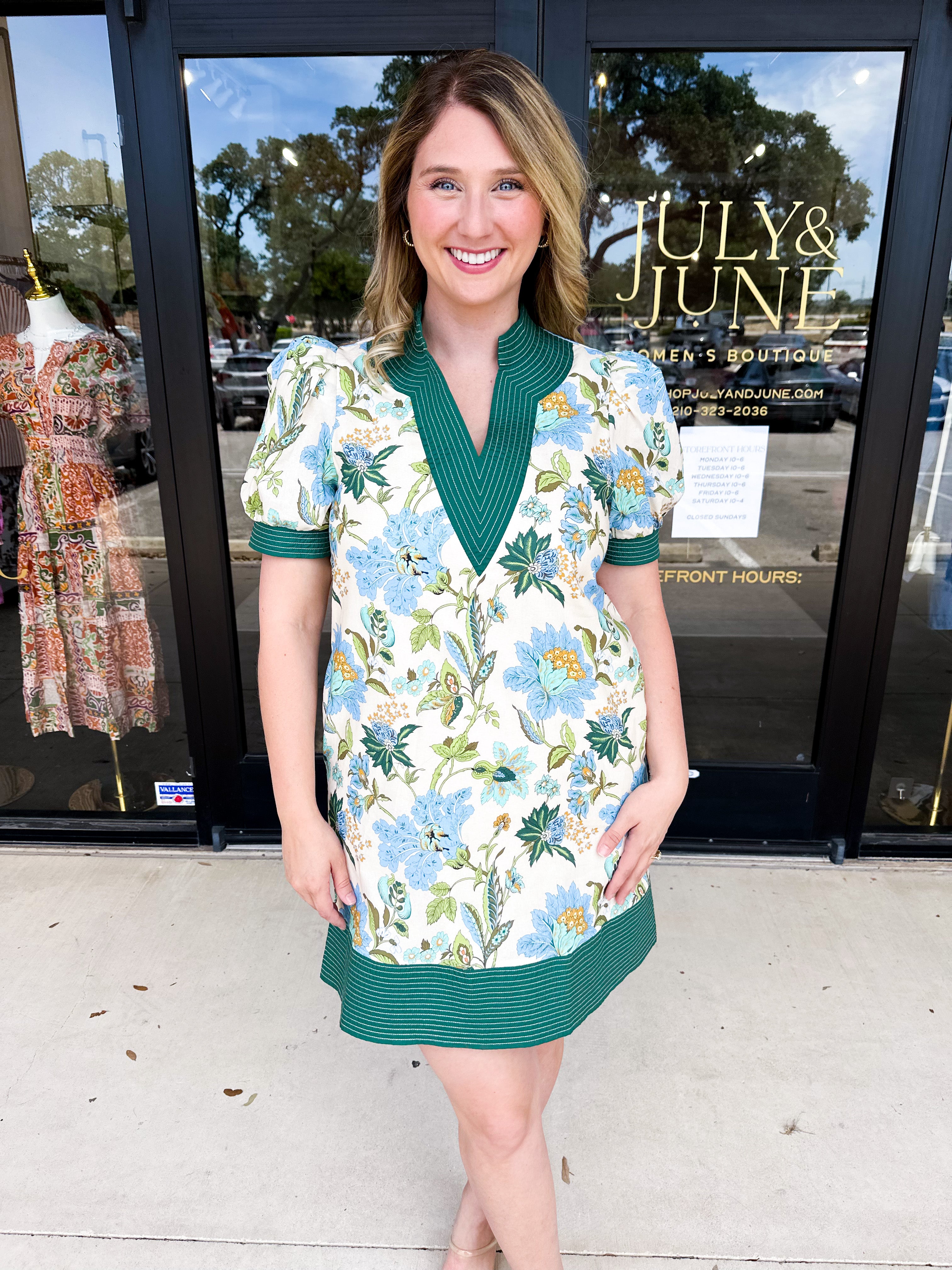 The Julia Mini Dress - Blue-510 Mini-ENTRO-July & June Women's Fashion Boutique Located in San Antonio, Texas