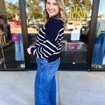 Pink Friday Doorbuster - Mock Neck Sweater Top - Navy - ONLINE-PINK FRIDAY DOORBUSTERS-BLU PEPPER-July & June Women's Fashion Boutique Located in San Antonio, Texas