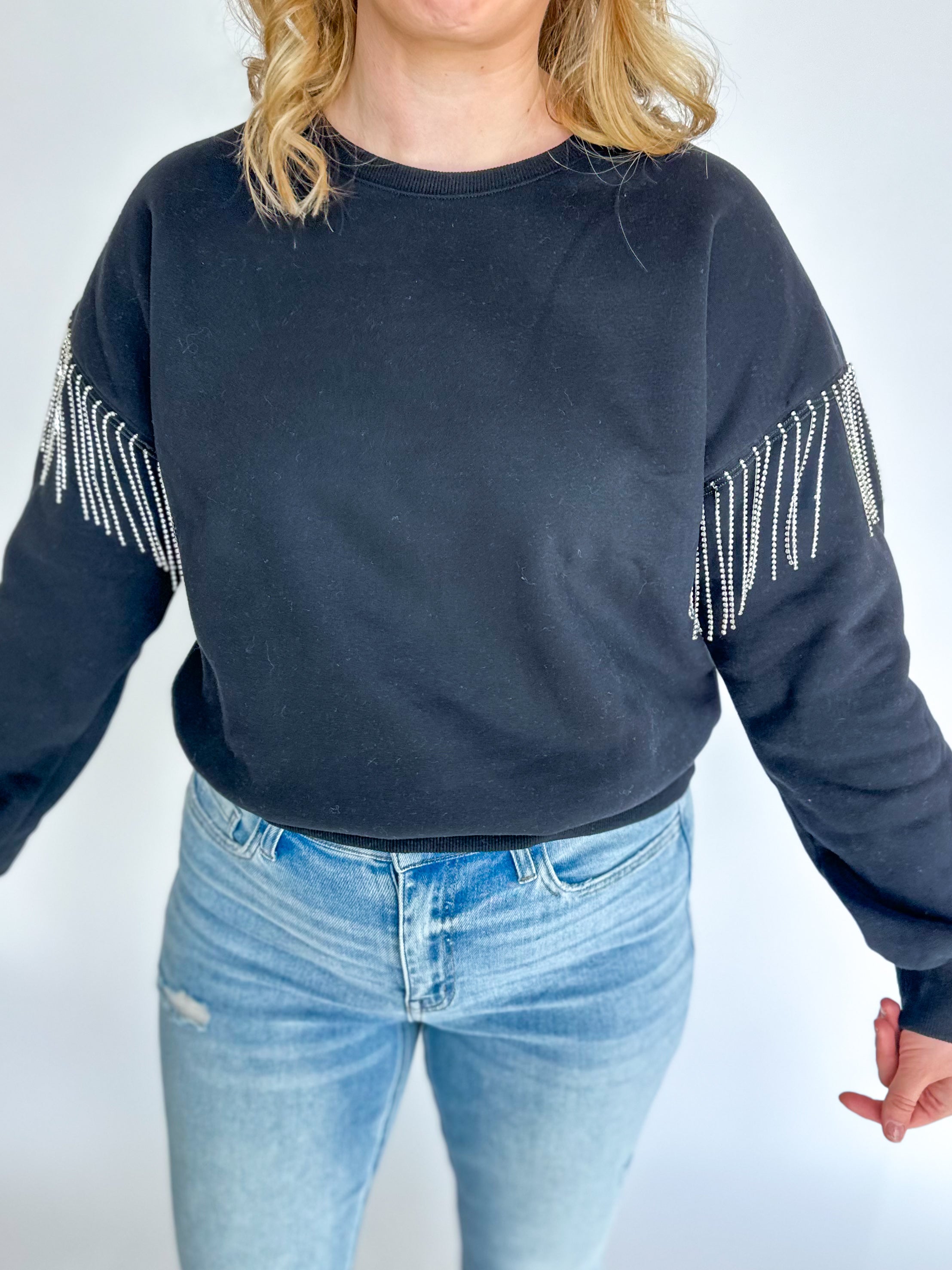 All Glam Pullover - Black-230 Sweaters/Cardis-SKIES ARE BLUE-July & June Women's Fashion Boutique Located in San Antonio, Texas