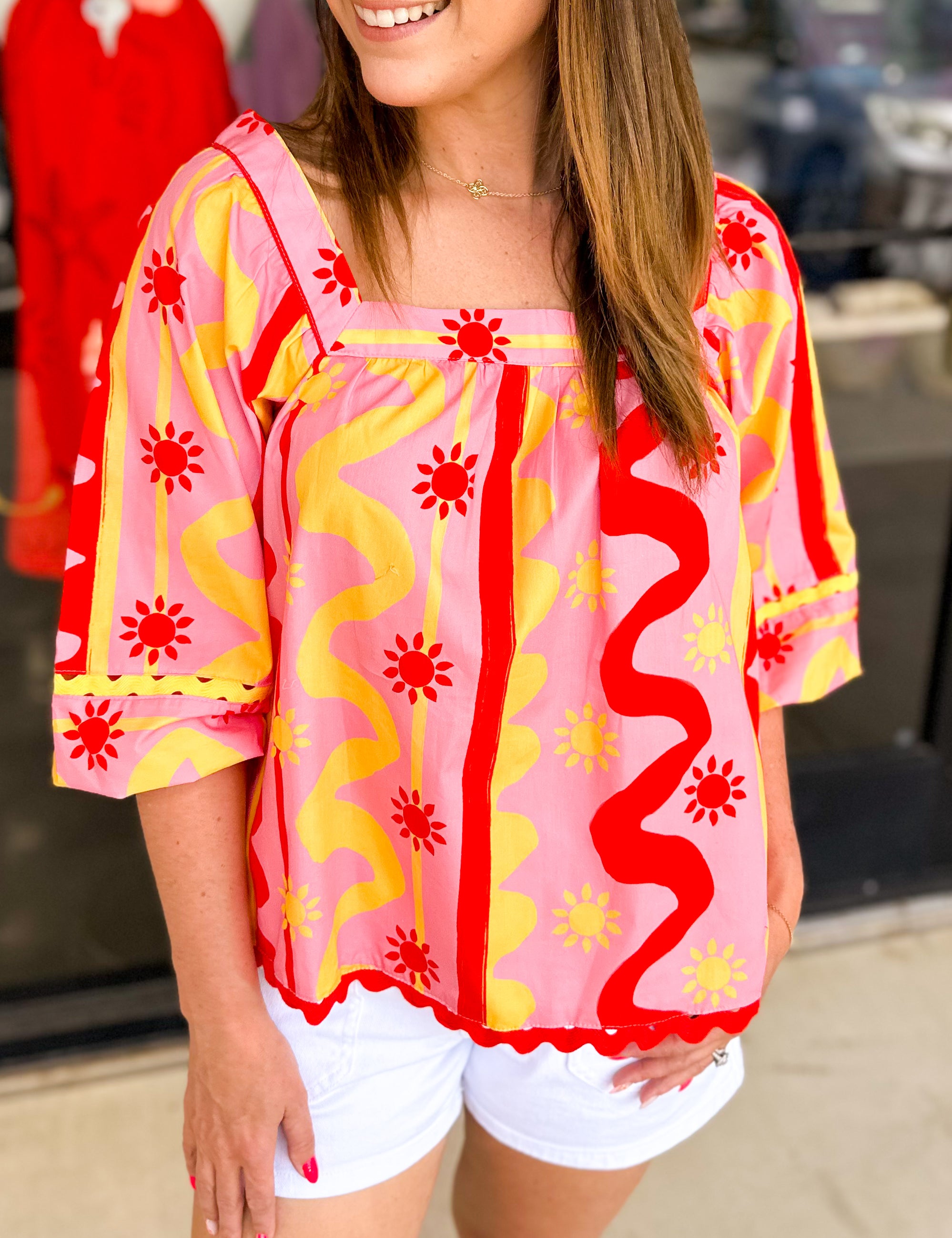 Vibrant Summers Blouse-200 Fashion Blouses-FATE-July & June Women's Fashion Boutique Located in San Antonio, Texas