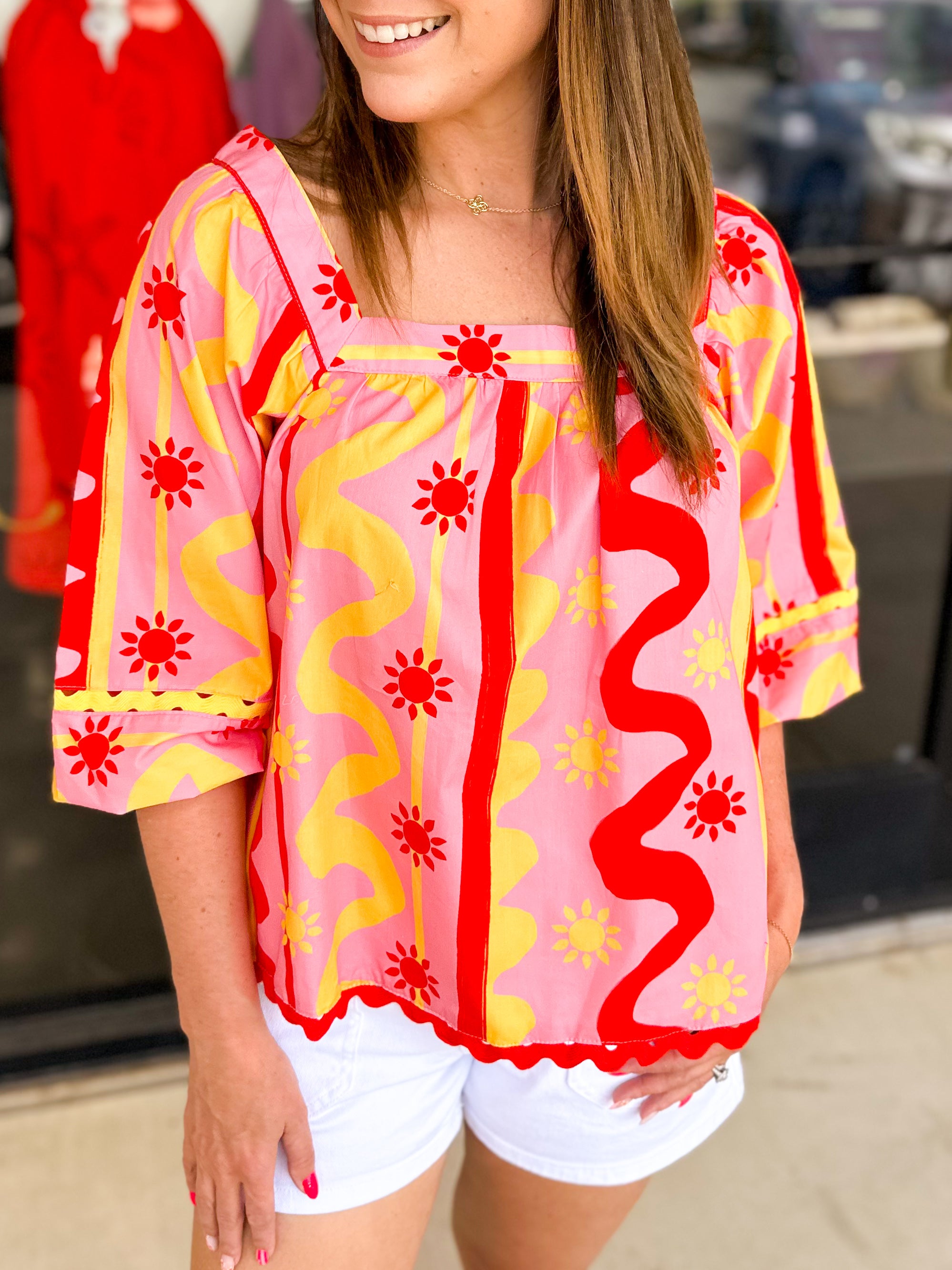 Vibrant Summers Blouse-200 Fashion Blouses-FATE-July & June Women's Fashion Boutique Located in San Antonio, Texas