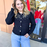 Current Air - Black Gem Cardigan-230 Sweaters/Cardis-CURRENT AIR CLOTHING-July & June Women's Fashion Boutique Located in San Antonio, Texas