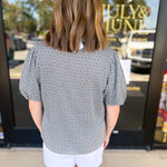 THML - Black & Baby Blue Blouse-200 Fashion Blouses-THML-July & June Women's Fashion Boutique Located in San Antonio, Texas