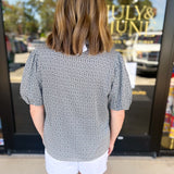THML - Black & Baby Blue Blouse-200 Fashion Blouses-THML-July & June Women's Fashion Boutique Located in San Antonio, Texas
