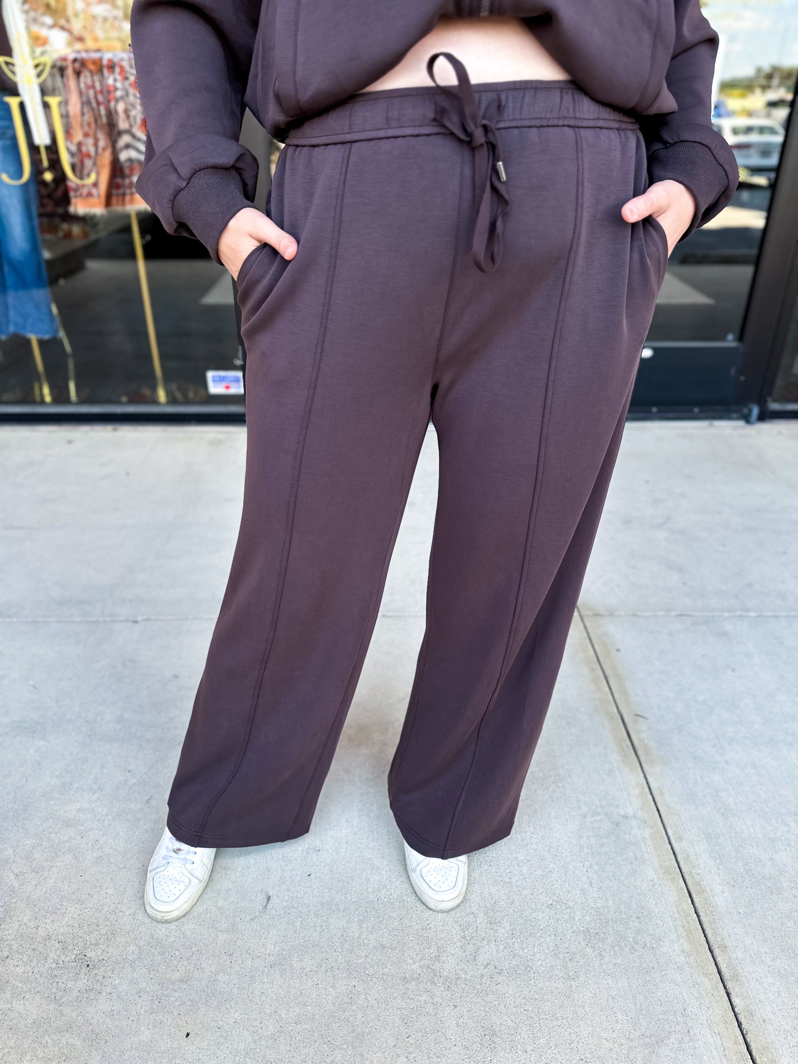 Soft Modal Lounge Pants - Chocolate-300 Athleisure/Lounge-SKIES ARE BLUE-July & June Women's Fashion Boutique Located in San Antonio, Texas