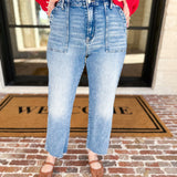 Vervet - High Rise Slim Wide Patch Pocket Jeans-400 Pants-VEVERT BY FLYING MONKEY-July & June Women's Fashion Boutique Located in San Antonio, Texas