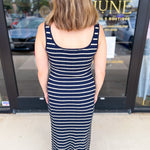 Navy Knit Midi Dress-500 Midi-SKIES ARE BLUE-July & June Women's Fashion Boutique Located in San Antonio, Texas