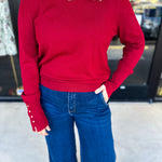 Long Sleeve Sweater Top - Crimson-230 Sweaters/Cardis-ENTRO-July & June Women's Fashion Boutique Located in San Antonio, Texas
