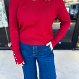 Long Sleeve Sweater Top - Crimson-230 Sweaters/Cardis-ENTRO-July & June Women's Fashion Boutique Located in San Antonio, Texas