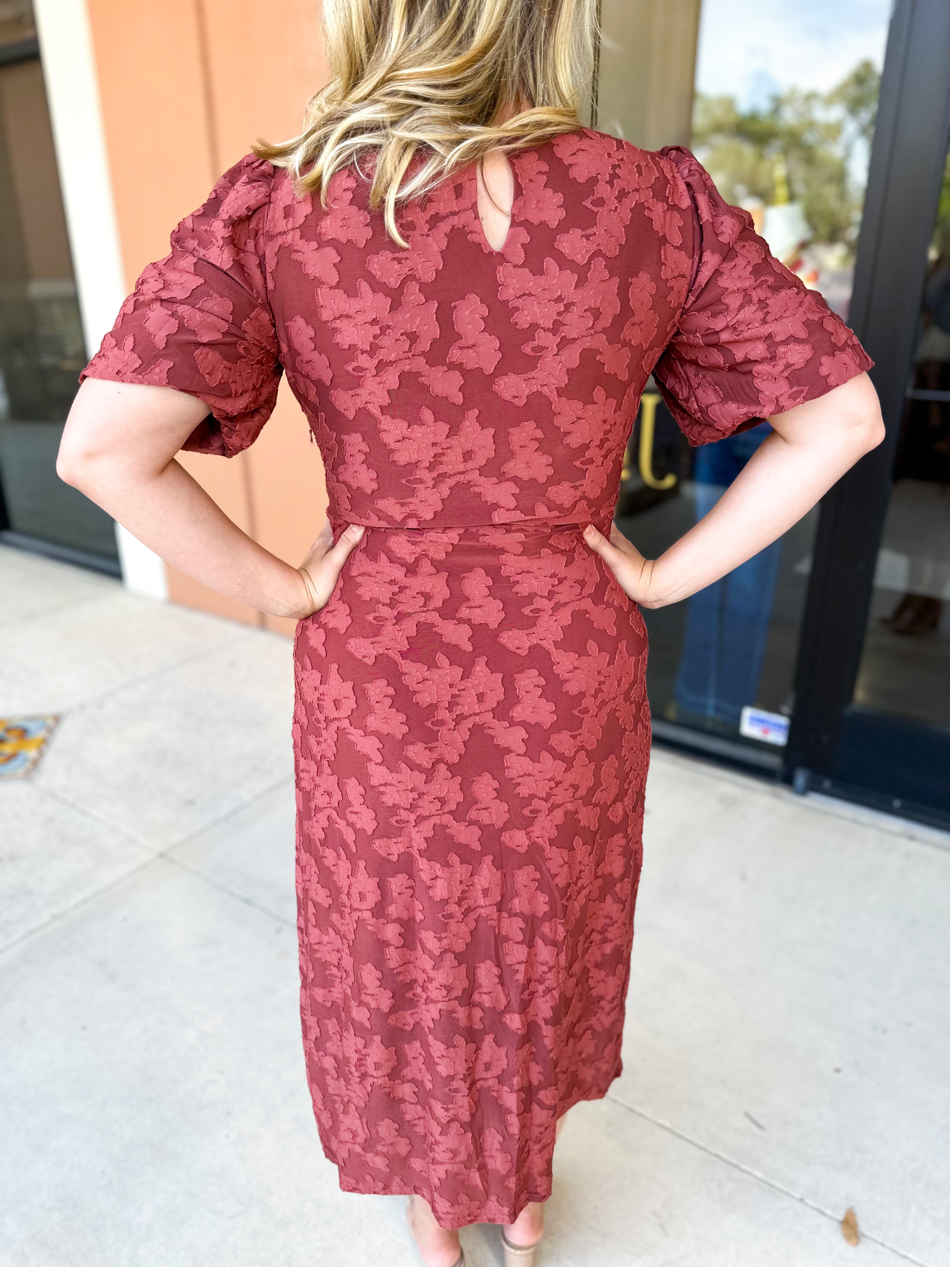Fall Lace Midi Dress - Rose-500 Midi-POLOGRAM-July & June Women's Fashion Boutique Located in San Antonio, Texas