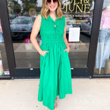 A Day To Remember Midi Dress - Kelly Green-500 Midi-PINCH-July & June Women's Fashion Boutique Located in San Antonio, Texas