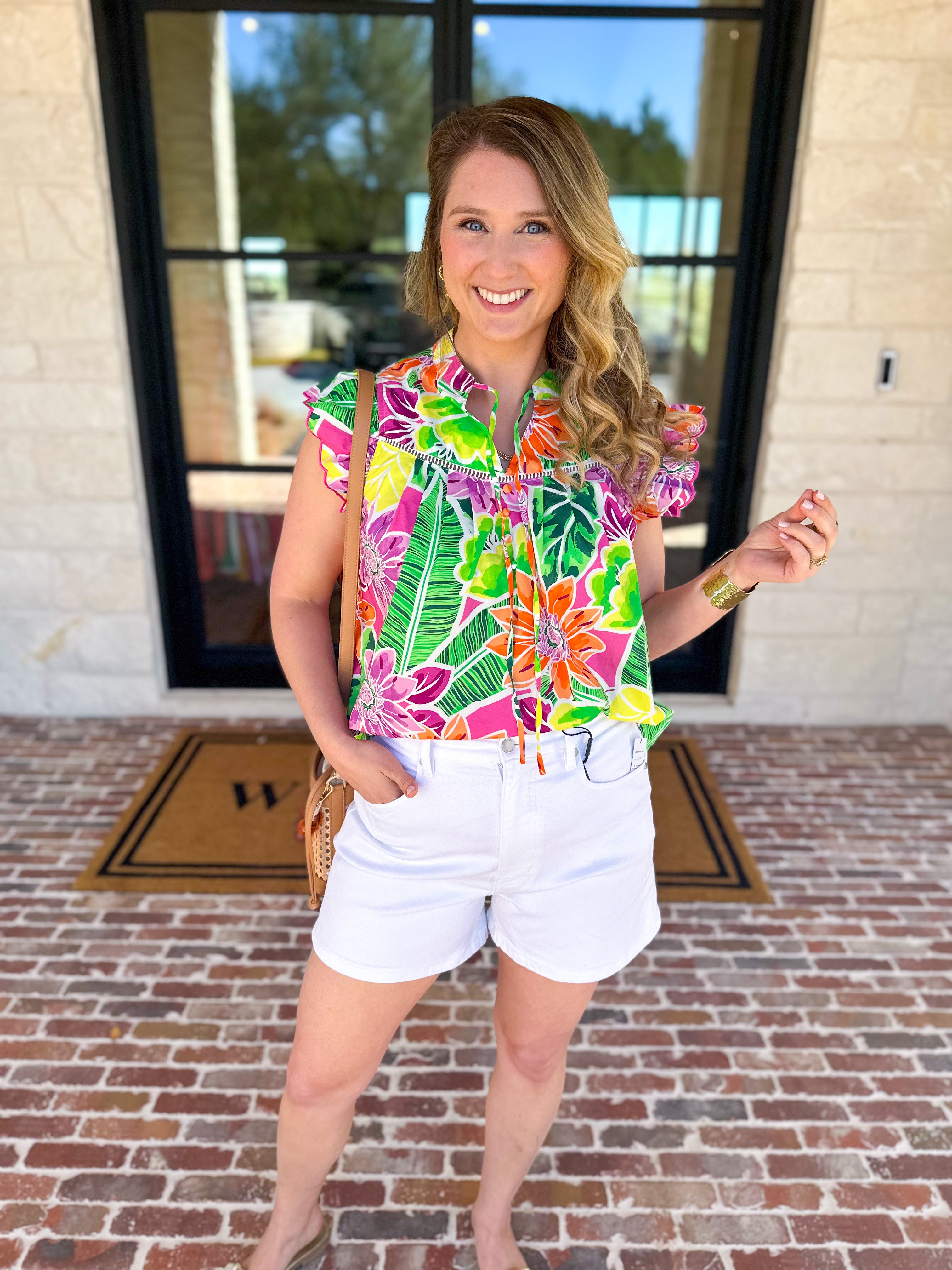 Take Me To The Tropics Blouse-200 Fashion Blouses-FATE-July & June Women's Fashion Boutique Located in San Antonio, Texas