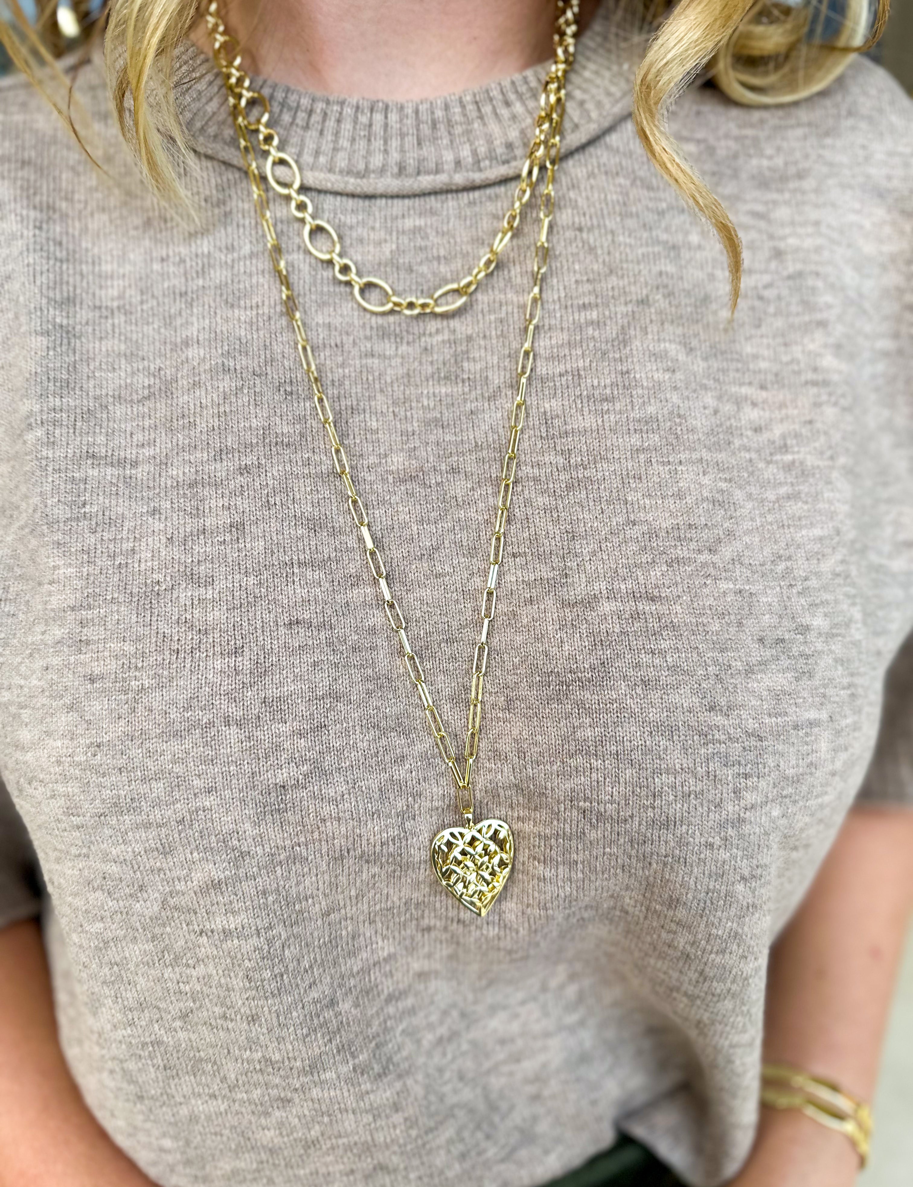 Natalie Wood - Believer Heart Necklace in Gold - RESTOCK-110 Jewelry & Hair-Natalie Wood-July & June Women's Fashion Boutique Located in San Antonio, Texas