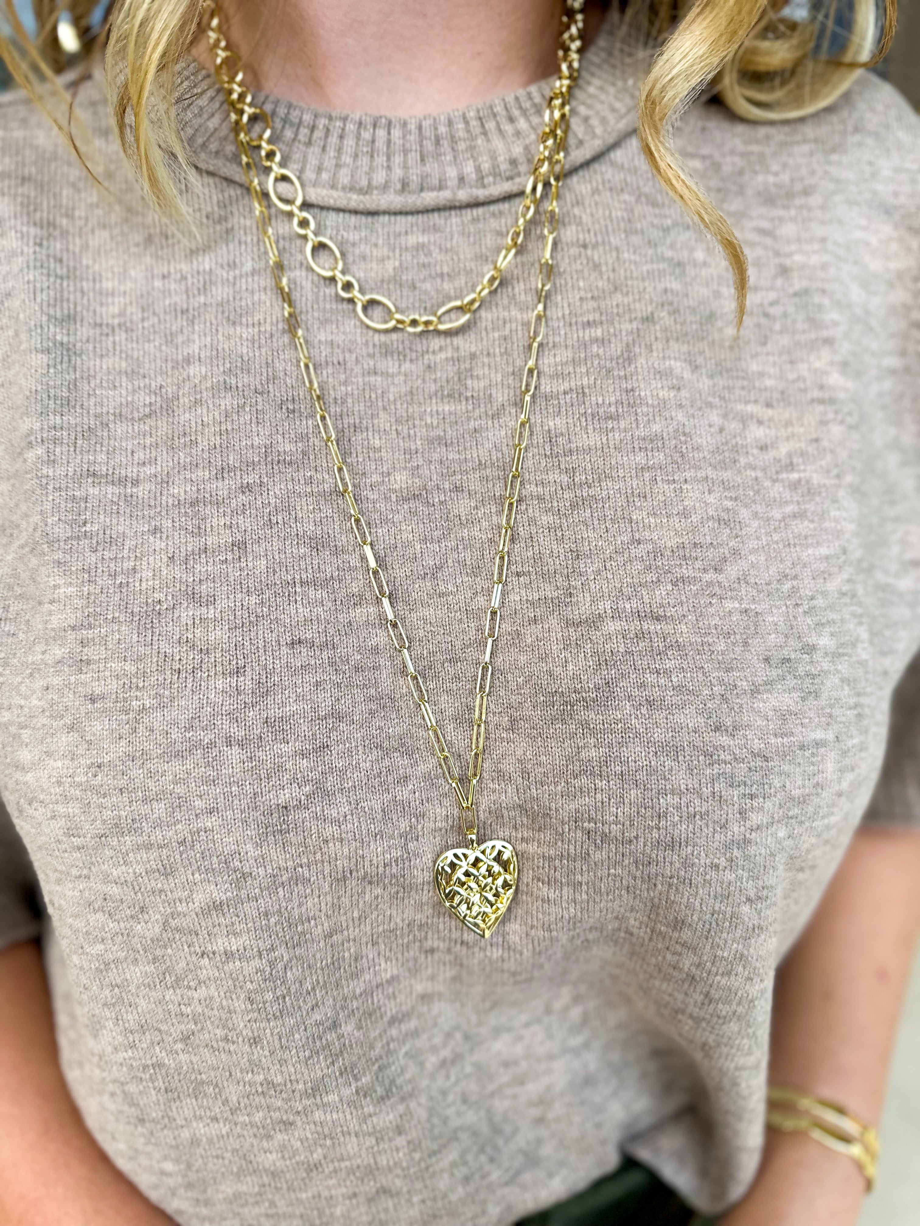 Natalie Wood - Believer Heart Necklace in Gold - RESTOCK-110 Jewelry & Hair-Natalie Wood-July & June Women's Fashion Boutique Located in San Antonio, Texas