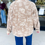 Tan Floral Jacket-600 Outerwear-FATE-July & June Women's Fashion Boutique Located in San Antonio, Texas