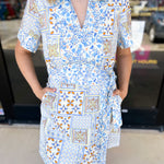 Patchwork Wrap Mini Dress-510 Mini-&MERCI-July & June Women's Fashion Boutique Located in San Antonio, Texas