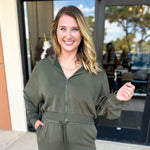 Soft Modal Hooded Jacket - Dark Olive-300 Athleisure/Lounge-SKIES ARE BLUE-July & June Women's Fashion Boutique Located in San Antonio, Texas