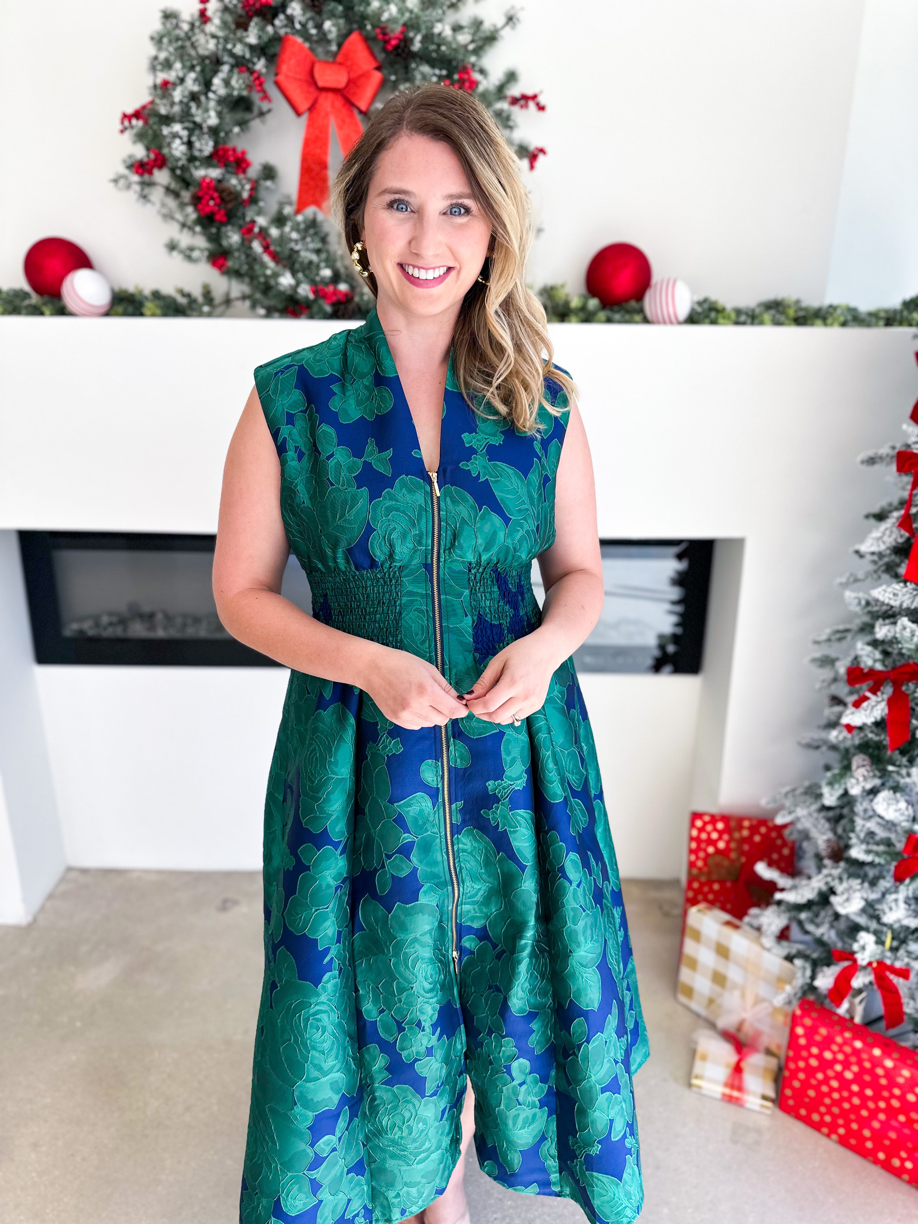 Teal & Bold Blue Midi Dress-500 Midi-FATE-July & June Women's Fashion Boutique Located in San Antonio, Texas