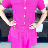 Posh Pink Short Sleeve Cardigan-230 Sweaters/Cardis-ENTRO-July & June Women's Fashion Boutique Located in San Antonio, Texas