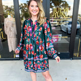 Jewel Tones Floral Mini Dress-510 Mini-FATE-July & June Women's Fashion Boutique Located in San Antonio, Texas