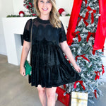 Lace Details Velvet Mini Dress - Black-510 Mini-FATE-July & June Women's Fashion Boutique Located in San Antonio, Texas