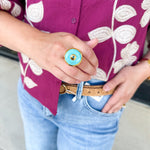 Easton Elle - Round Turquoise Ring-110 Jewelry & Hair-Easton Elle-July & June Women's Fashion Boutique Located in San Antonio, Texas