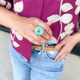 Easton Elle - Round Turquoise Ring-110 Jewelry & Hair-Easton Elle-July & June Women's Fashion Boutique Located in San Antonio, Texas