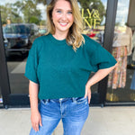 The Ella Knit Sweater Top - Teal-230 Sweaters/Cardis-JODIFL-July & June Women's Fashion Boutique Located in San Antonio, Texas