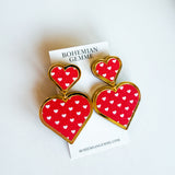 Bohemian Gemme - Red Valentines Heart Earrings-110 Jewelry & Hair-Bohemian Gemme-July & June Women's Fashion Boutique Located in San Antonio, Texas