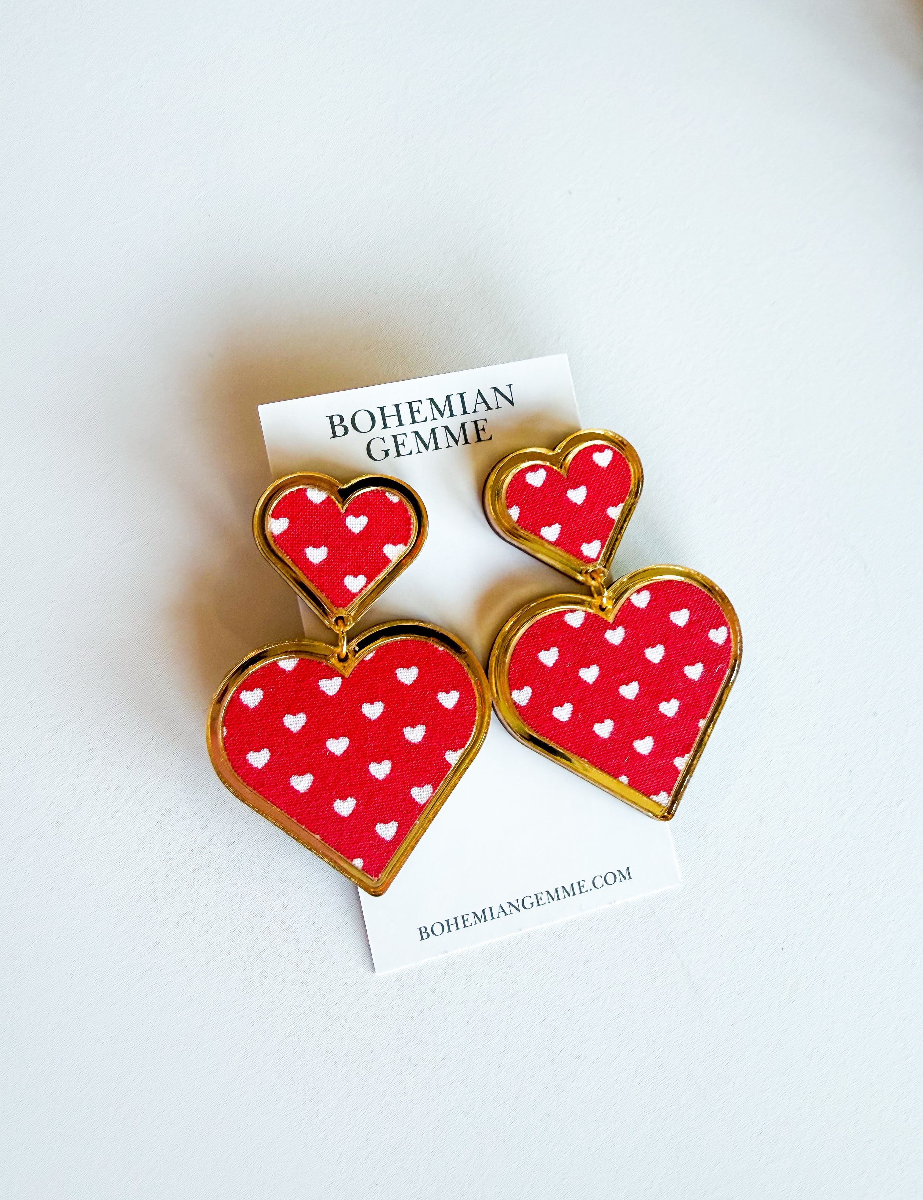 Bohemian Gemme - Red Valentines Heart Earrings-110 Jewelry & Hair-Bohemian Gemme-July & June Women's Fashion Boutique Located in San Antonio, Texas