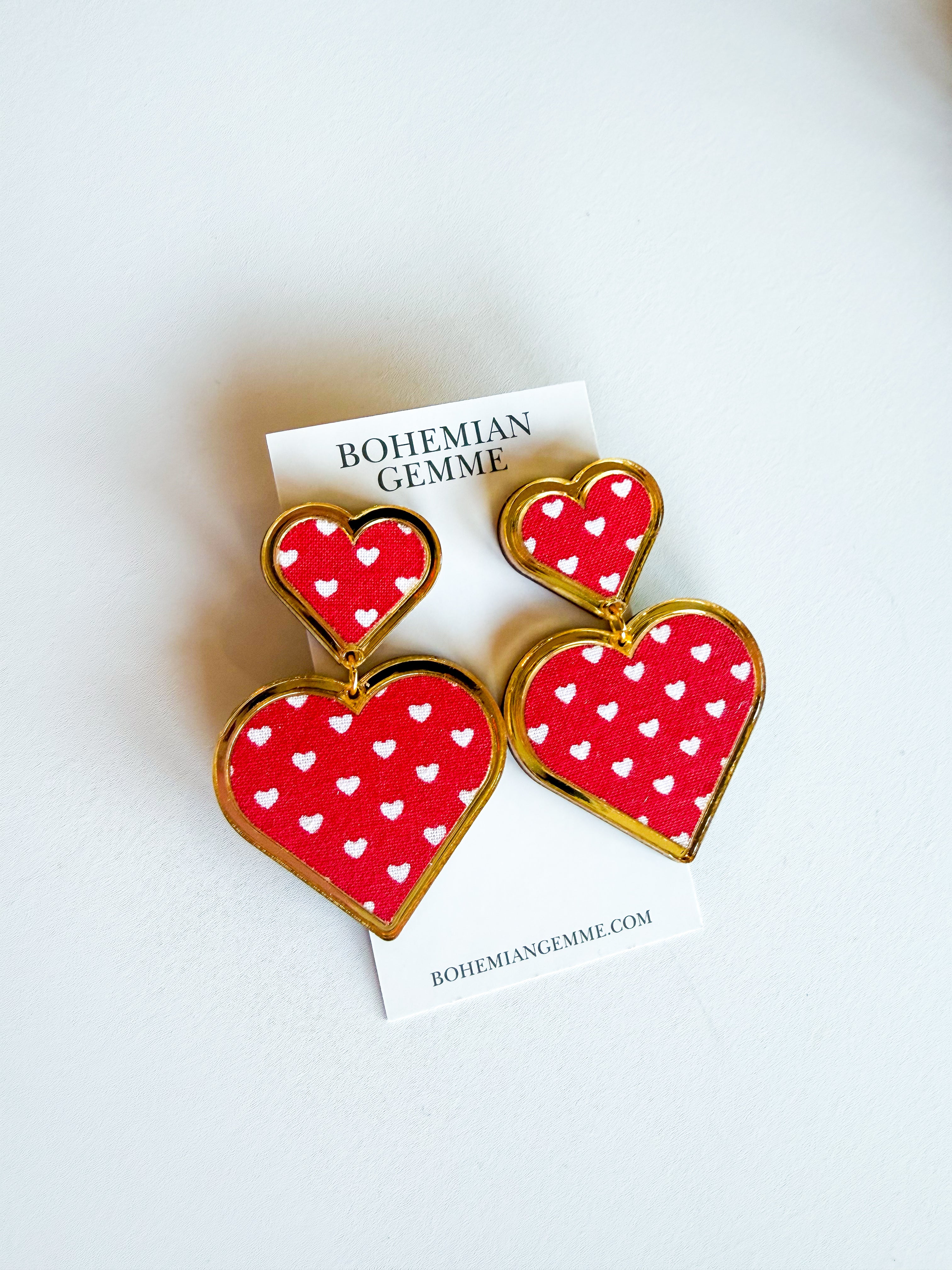 Bohemian Gemme - Red Valentines Heart Earrings-110 Jewelry & Hair-Bohemian Gemme-July & June Women's Fashion Boutique Located in San Antonio, Texas